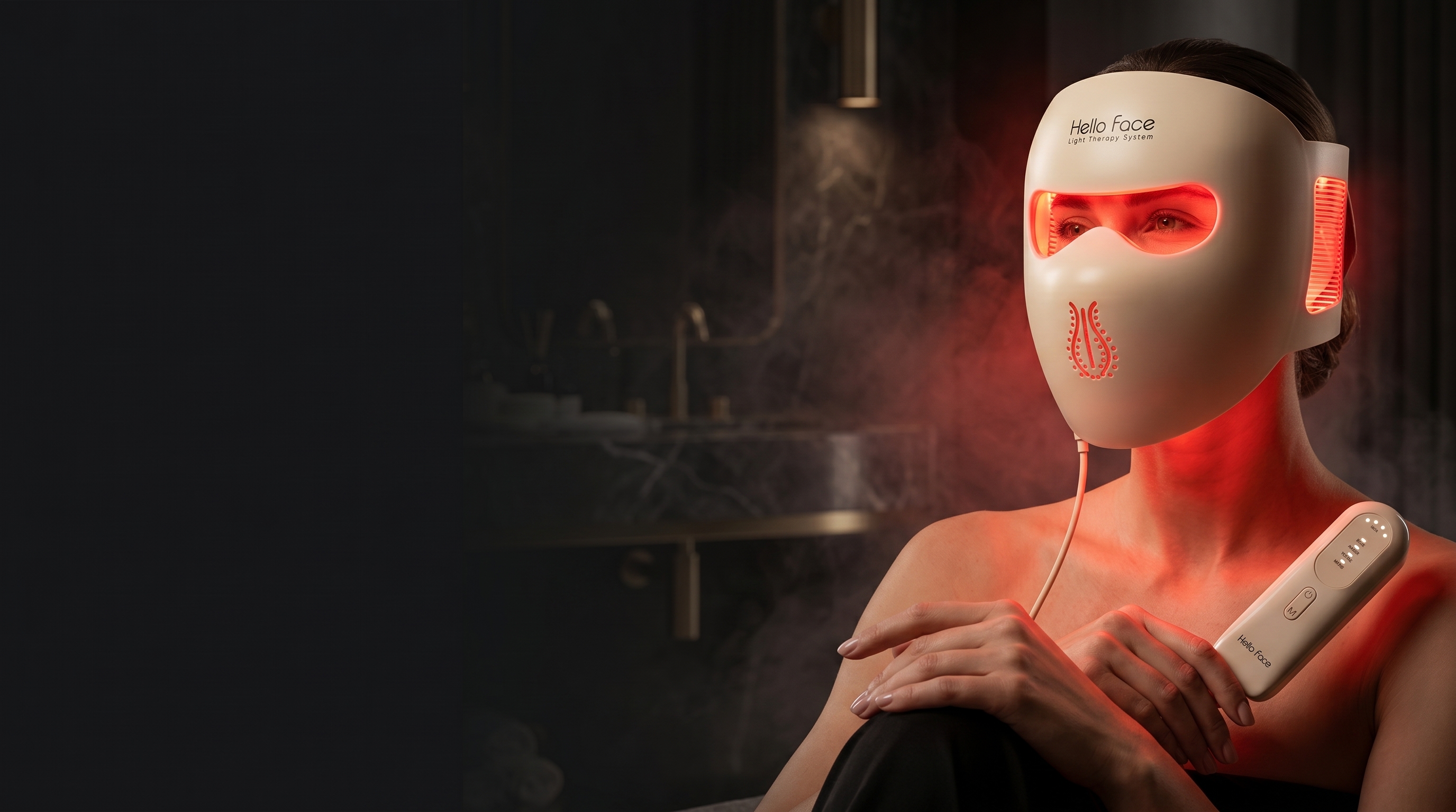 Woman using M300 LED Face Mask